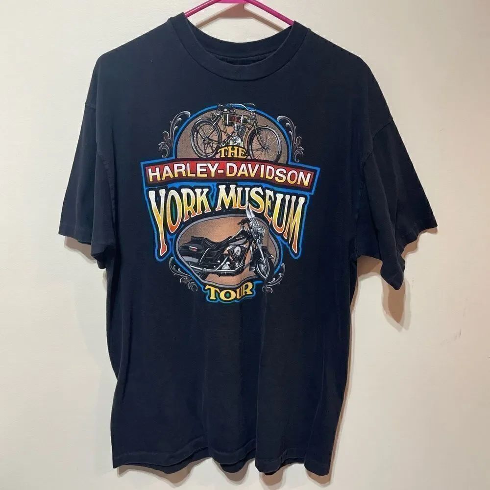 Harley Davidson Vintage 1994 Men’s Short Sleeve Shirt York Museum Tour XL